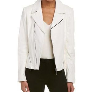 Elie Tahari Medium White Lambskin Leather Jacket